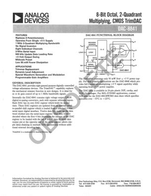 DAC8841 datasheet cover page