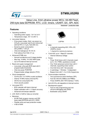 STM8L052R8 数据手册首页