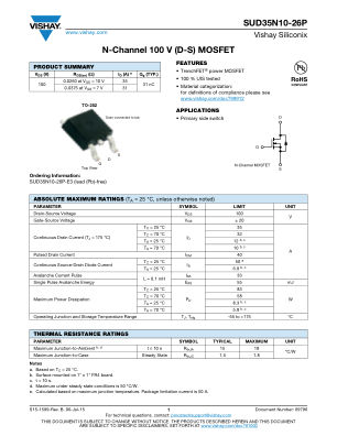 SUD35N10-26P datasheet cover page