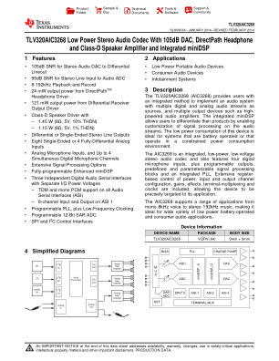 TLV320AIC3268 datasheet cover page