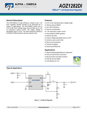 AOZ1282DI datasheet cover page