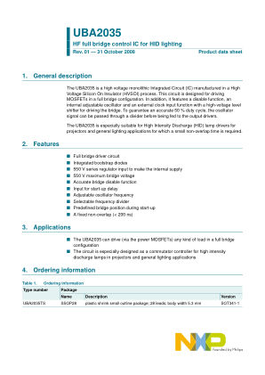 UBA2035 datasheet cover page