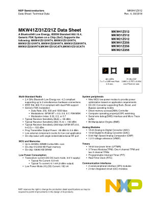 MKW41Z512 数据手册首页