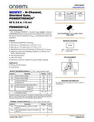 FDN86501LZ 数据手册首页