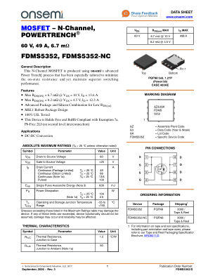FDMS5352 datasheet cover page