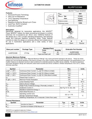 AUIRFS3306 数据手册首页