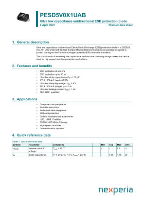 PESD5V0X1UAB datasheet cover page