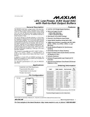 MAX534 数据手册首页