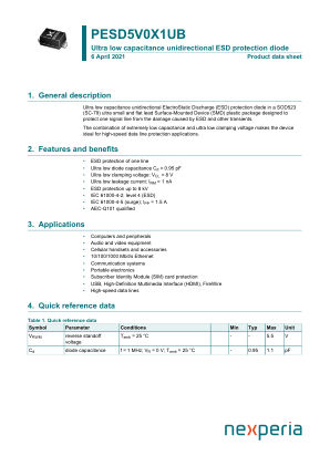 PESD5V0X1UB datasheet cover page
