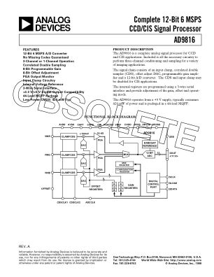 AD9816 datasheet cover page