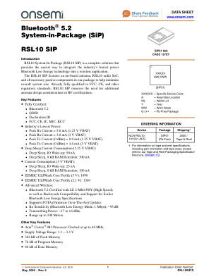 RSL10SIP 数据手册首页