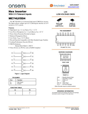 MC74LVX04 数据手册首页