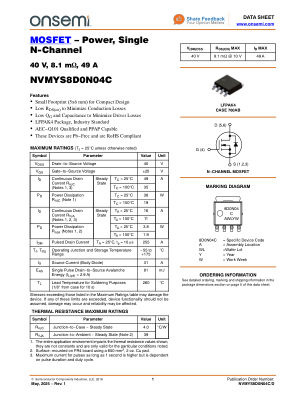 NVMYS8D0N04C datasheet cover page