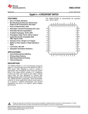 SN65LVCP204 datasheet cover page