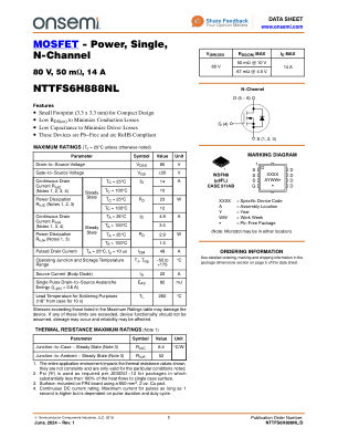 NTTFS6H888NL 数据手册首页