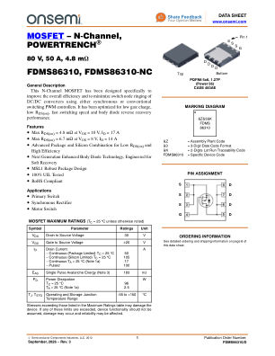 FDMS86310 datasheet cover page