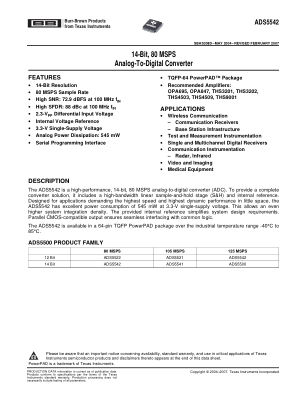 ADS5542 datasheet cover page