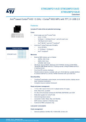 STM32MP211A 数据手册首页