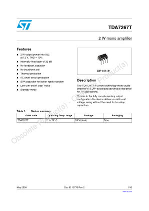TDA7267T datasheet cover page