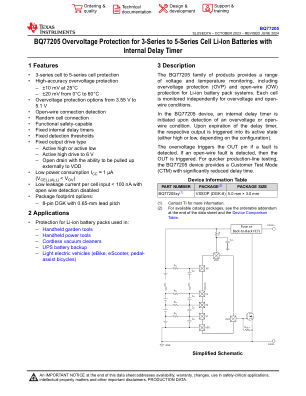 BQ77205 datasheet cover page