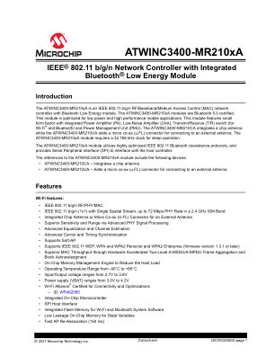 ATWINC3400-MR210CA131 数据手册首页