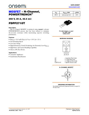 FDPF2710T datasheet cover page