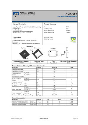 AON7254 datasheet cover page