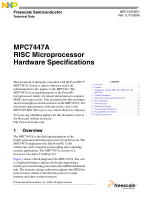 MPC7447AEC datasheet cover page