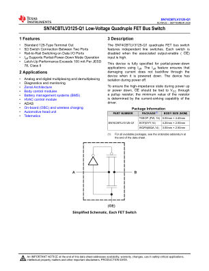 SN74CBTLV3125-Q1 datasheet cover page
