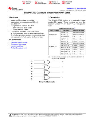 SN74AHCT32 datasheet cover page