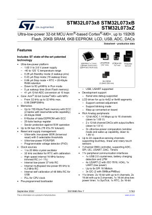 STM32L073V8 datasheet cover page