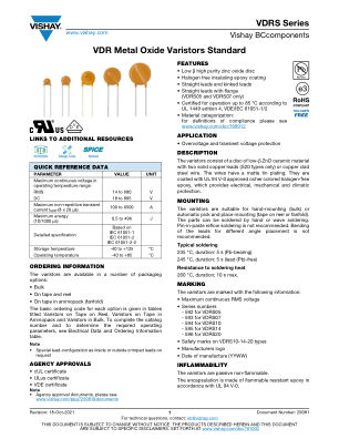 VDRS datasheet cover page