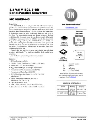 MC100EP445 datasheet cover page