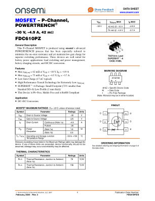 FDC610PZ datasheet cover page