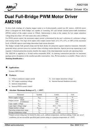 AM2168 数据手册首页