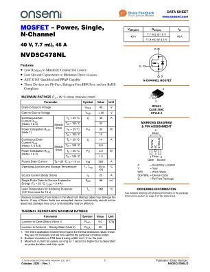 NVD5C478NL datasheet cover page