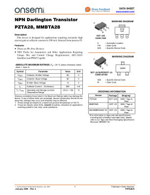 PZTA28 数据手册首页