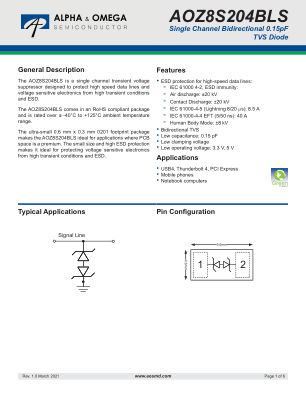 AOZ8S204BLS-05 datasheet cover page
