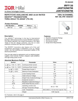 JANTX2N6796 datasheet cover page