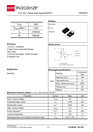RV2C001ZP 数据手册首页