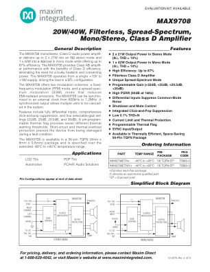 MAX9708 datasheet cover page