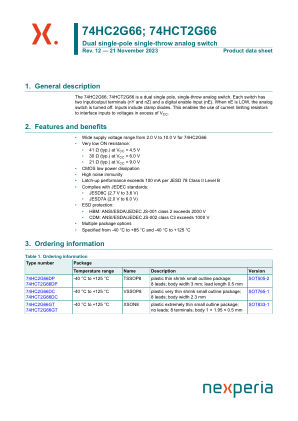 74HC2G66GT datasheet cover page