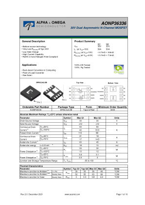 AONP36336 datasheet cover page