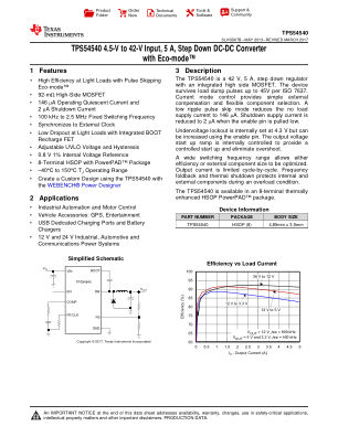 TPS54540 datasheet cover page