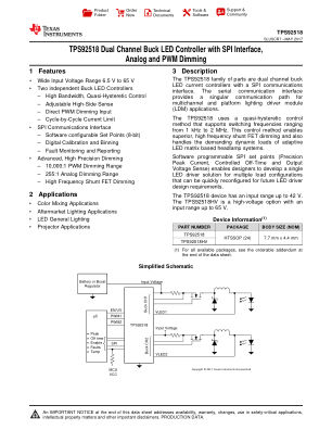 TPS92518HV datasheet cover page