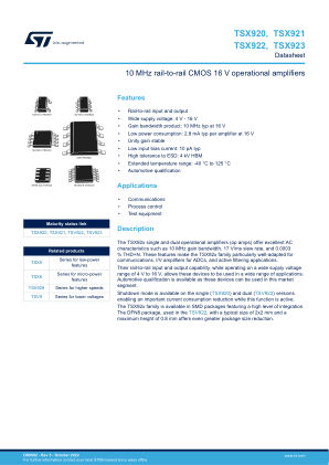 TSX920 datasheet cover page