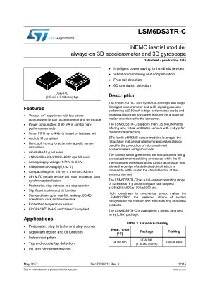 LSM6DS3TR-C datasheet cover page