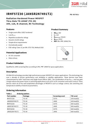 IRHF57Z30 datasheet cover page