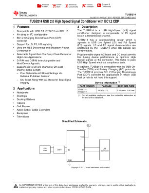 TUSB214 datasheet cover page