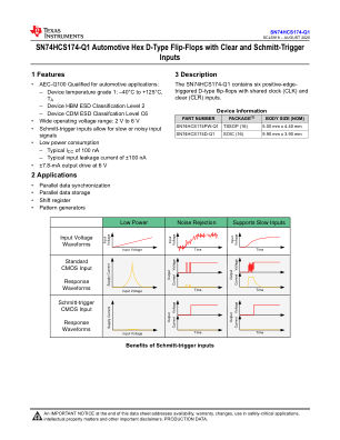 SN74HCS174-Q1 数据手册首页
